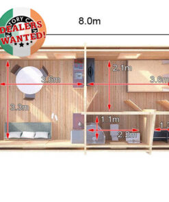 Residential Type TwinSkin Log Cabin - 4.0m x 8.0m - FC 0630