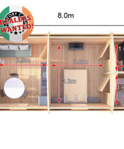 Residential Type TwinSkin Log Cabin - 4.0m x 8.0m - FC 0631
