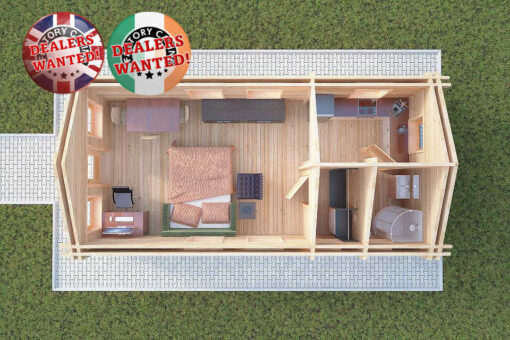 Residential Type TwinSkin Log Cabin - 4.0m x 8.0m - FC 0634