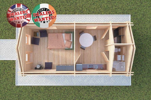 Residential Type TwinSkin Log Cabin - 4.0m x 8.0m - FC 0642