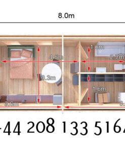 Highly Insulated Micro Studio Log Cabin – Tiny House 4.0m x 8.0m – FC 665