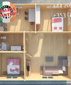 Insulated Twin Skin Multiroom Log Cabin - 8.0m x 8.0m - FC 3106