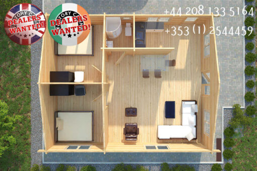 Insulated Twin Skin Multiroom Log Cabin - 7.0m x 8.5m - FC 3114