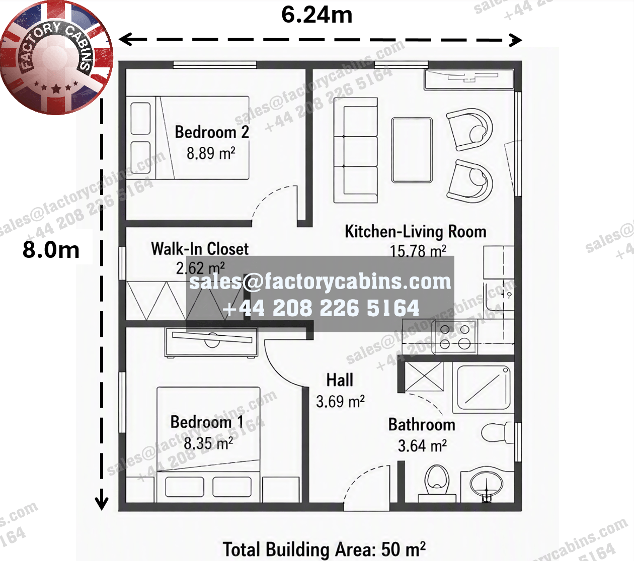 Modular House 50m2 - 8.0m x 6.24m (2)